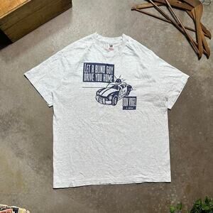 Vintage 90s Single Stitch Funny Humor Joke Tee Mens XL Grey Navy Blue Shirt